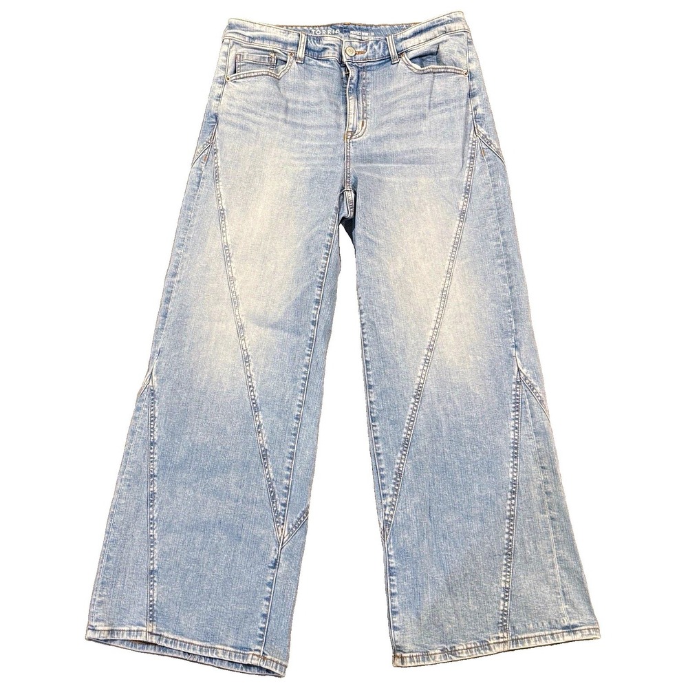Torrid High Rise Wide Leg Jeans 12R Light Wash Vintage Stretch Twisted Seams
